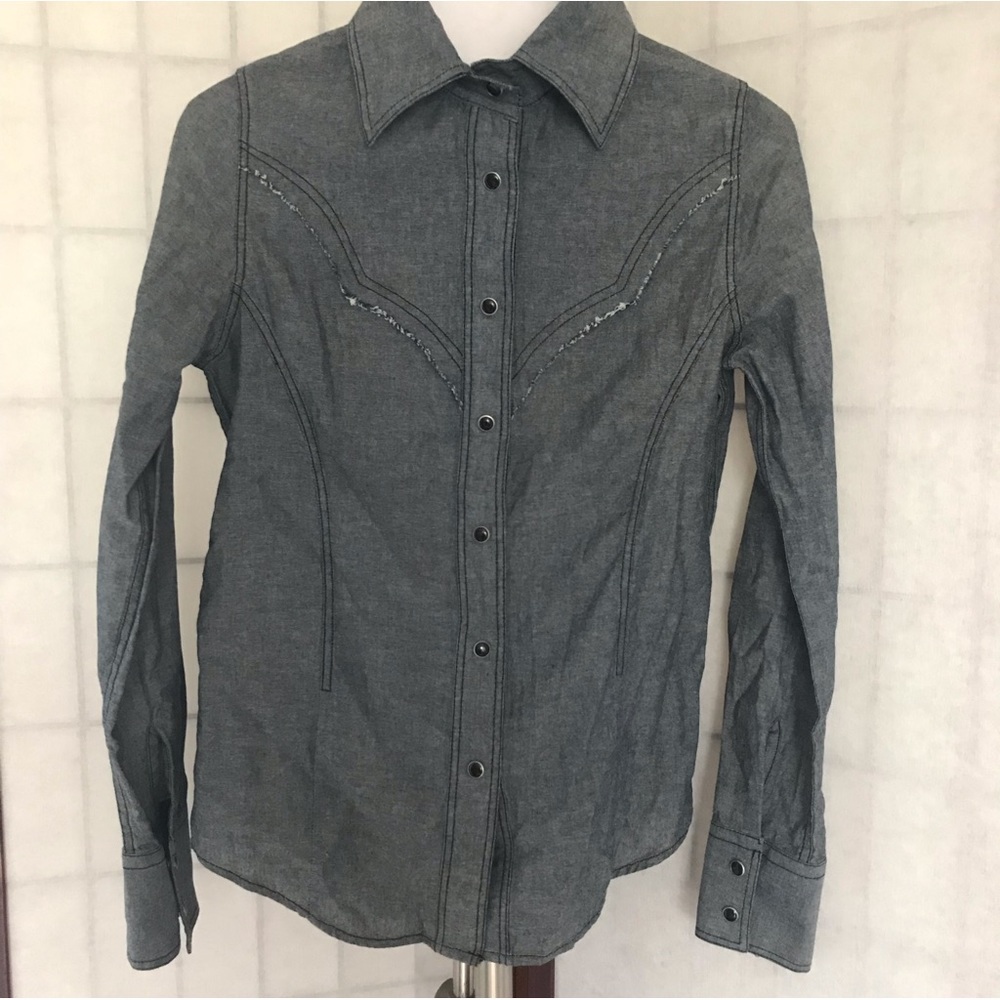 WILLIAM RAST Gray Snap Button Shirt, Size XS